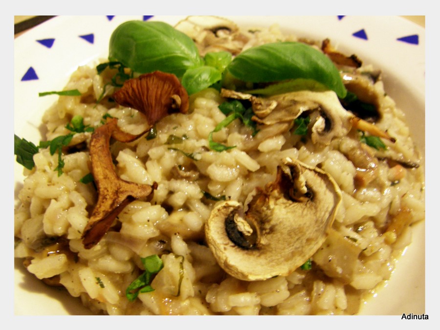 Risotto cu doua feluri de ciuperci