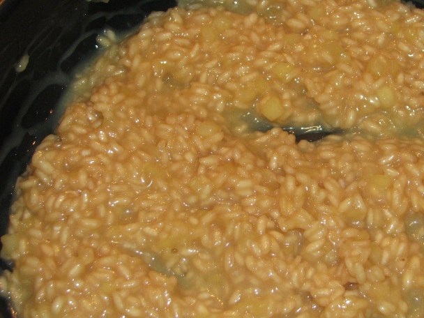 Risotto cu mere si ciocolata alba