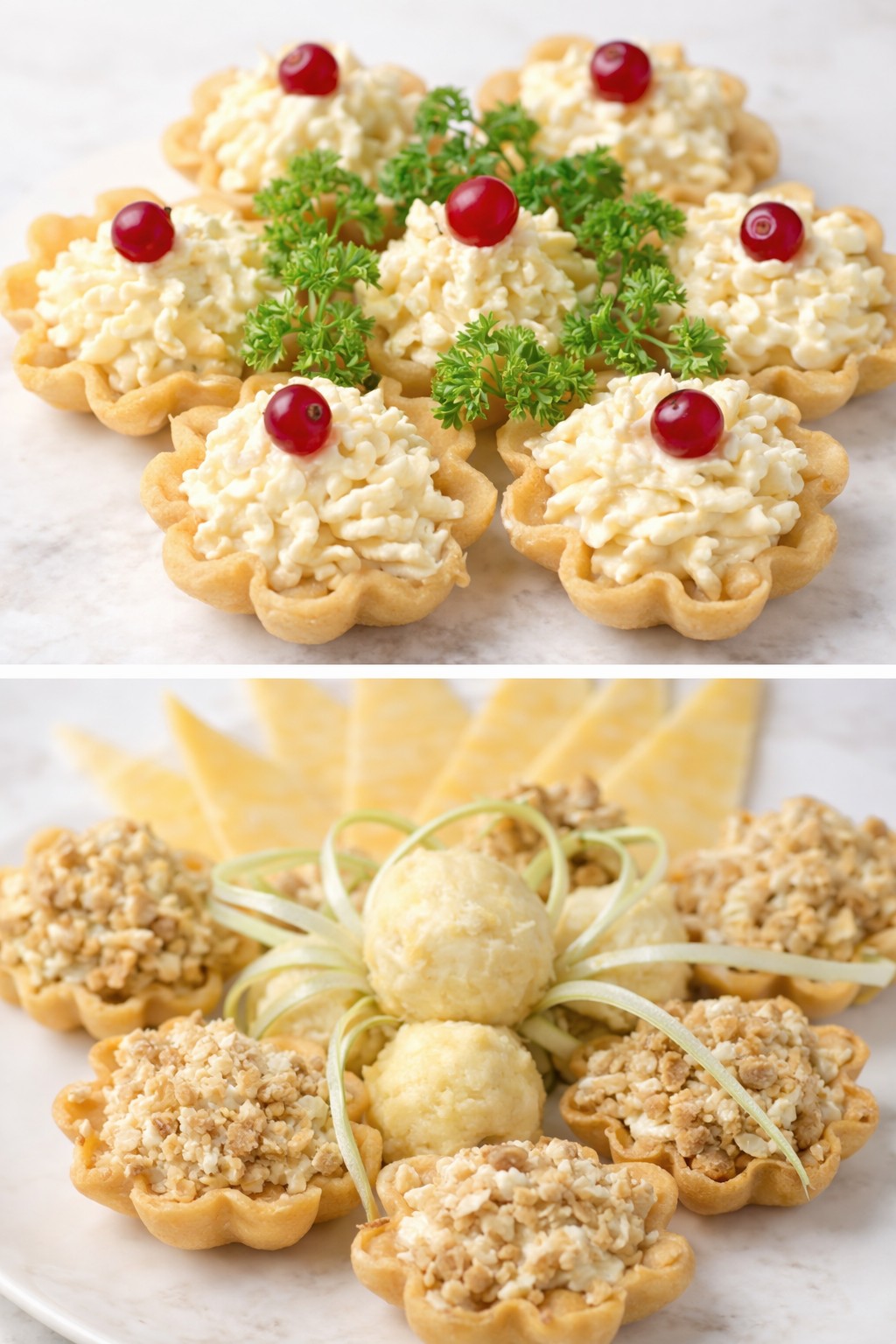 Gustare festiva din cascaval in cosulete