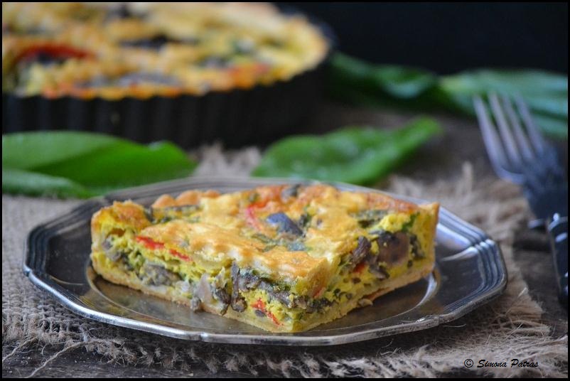 Tarta cu zucchini, ghebe, ardei si leurda