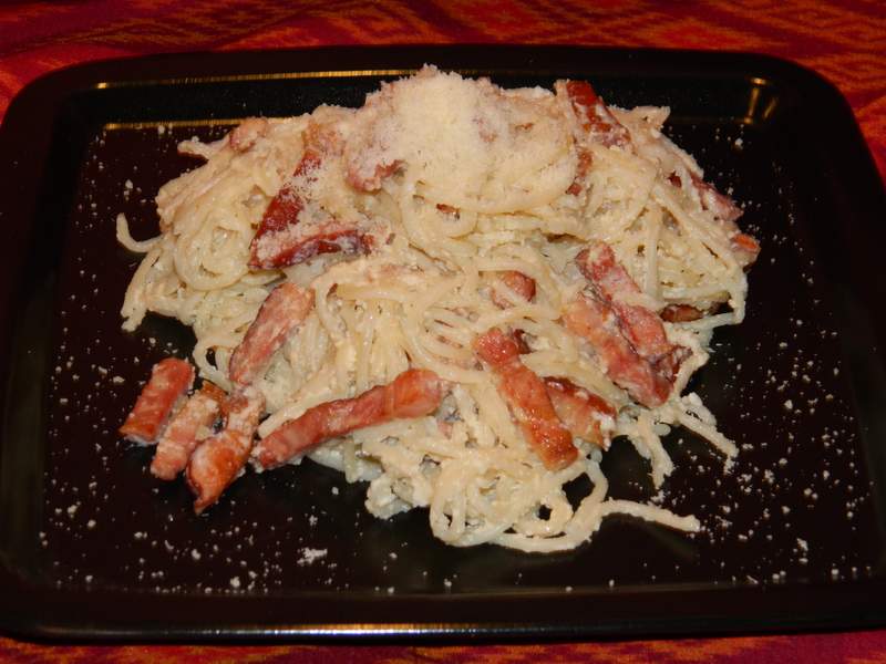 Spaghete carbonara, reţetă cu smantana