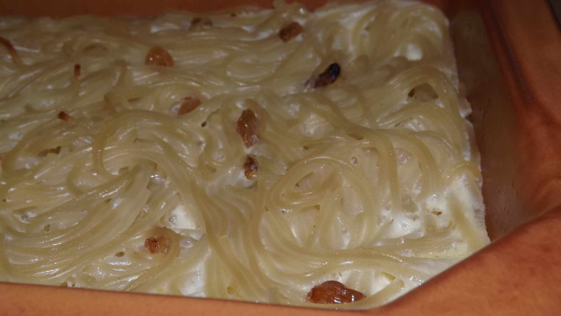 Budinca dulce de branza cu spaghete