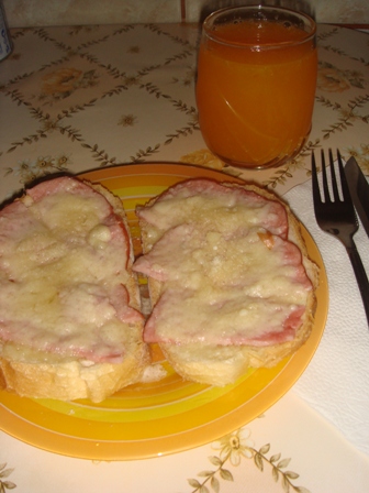 Sandwich cald cu parmezan si sunca de praga!