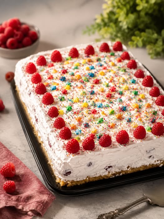 Tort cu frisca, iaurt si fructe