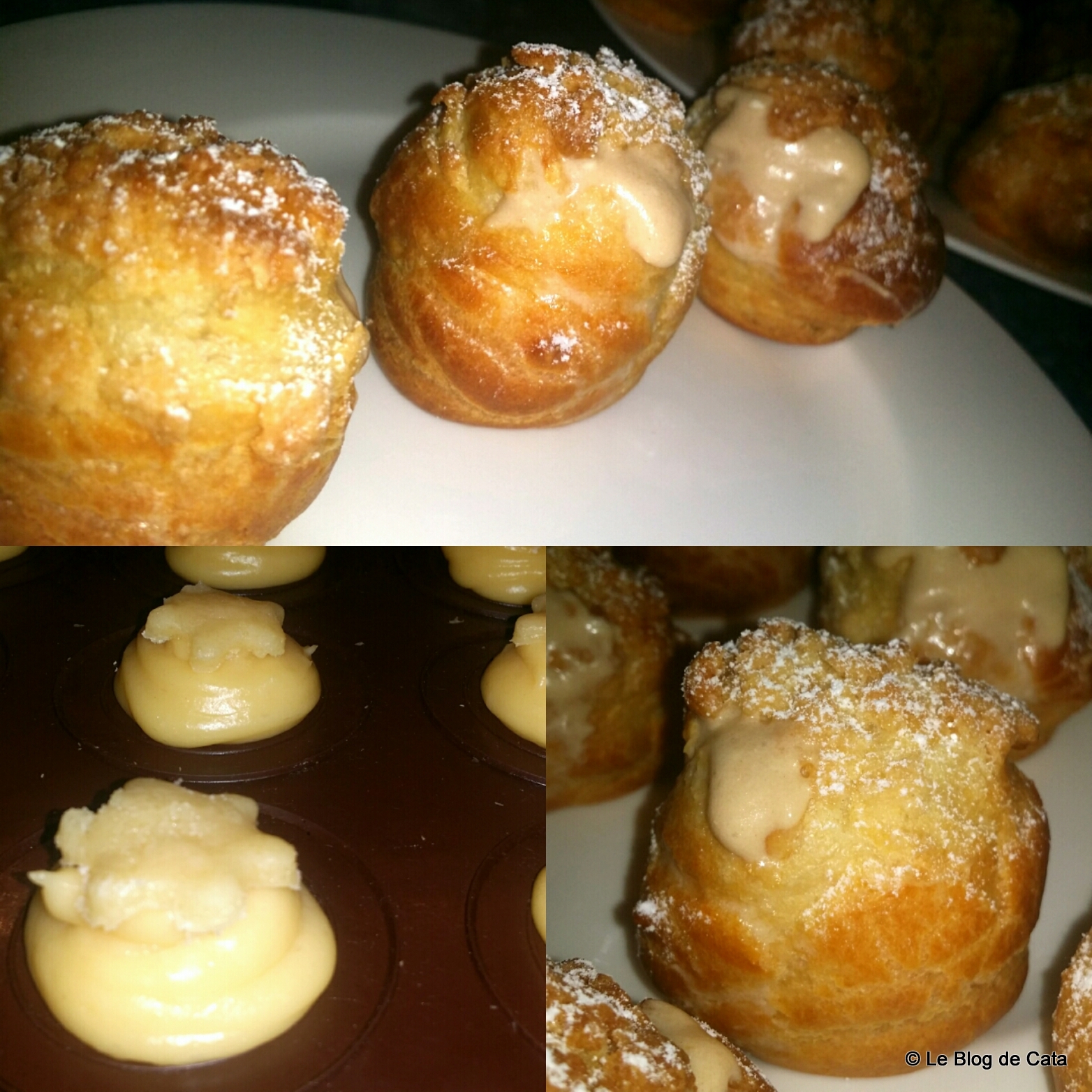 Mini-choux cu crema de vanilie pralinata