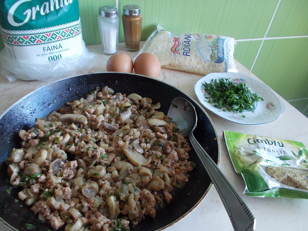 Tarta cu ciuperci si carne tocata