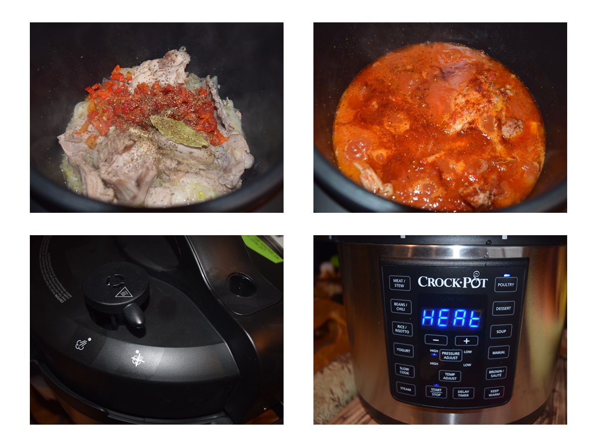 Iepure in sos de rosii cu ceapa si usturoi, la multicooker crock pot express