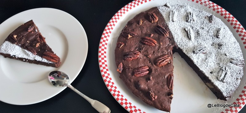 Desert prajitura cu ciocolata, banana si piureu de dovleac (fara gluten)