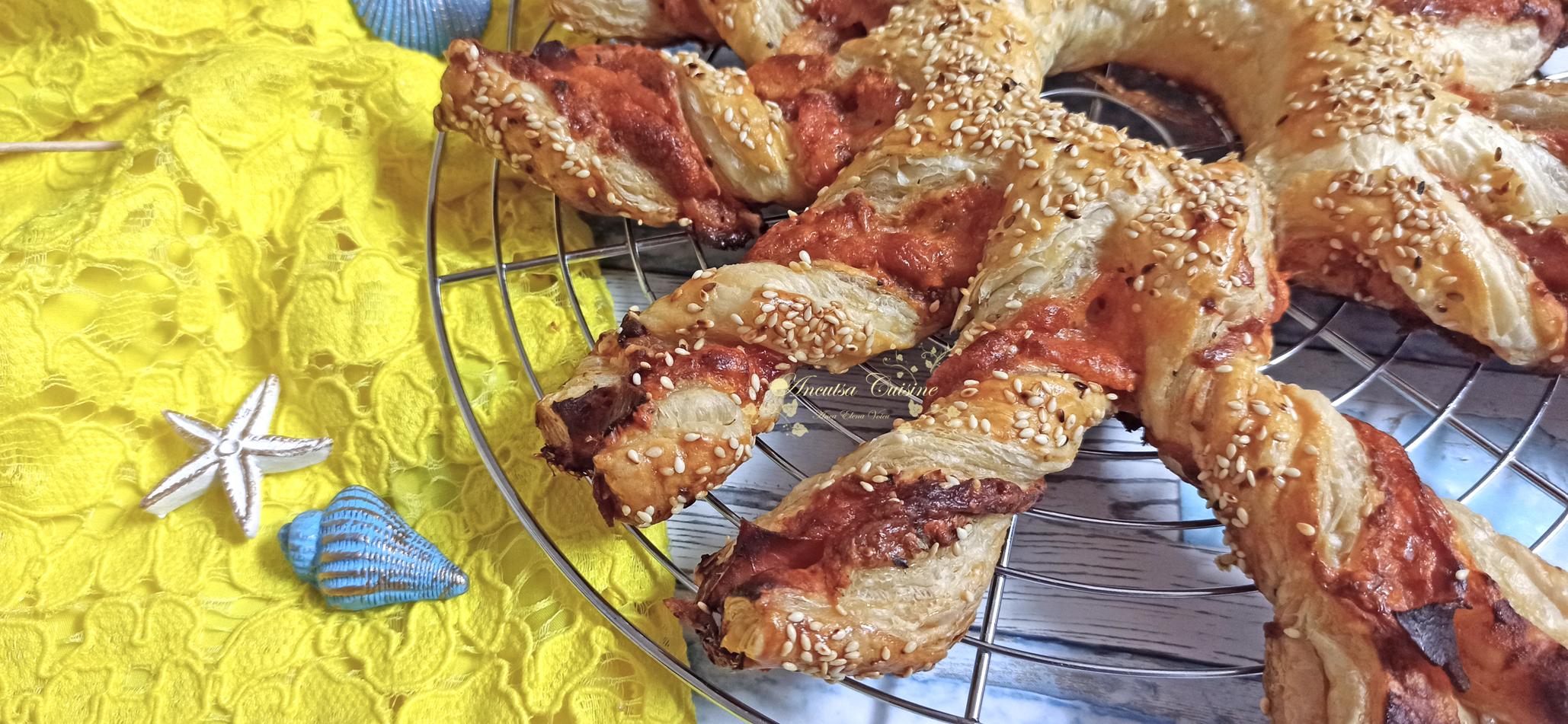 Aperitiv soare din foietaj cu sunca si mozzarella