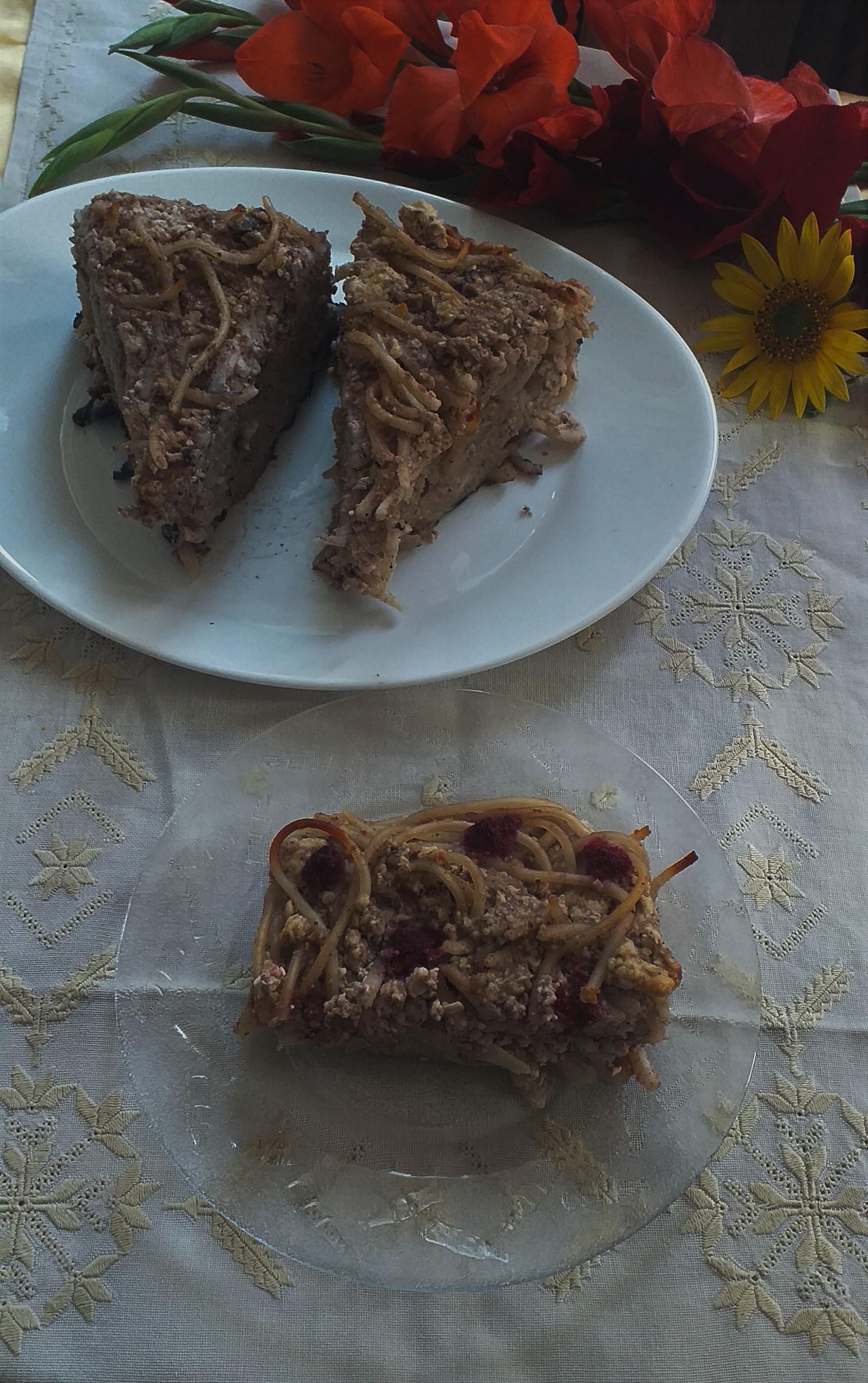 Desert budinca de macaroane cu branza si nuca